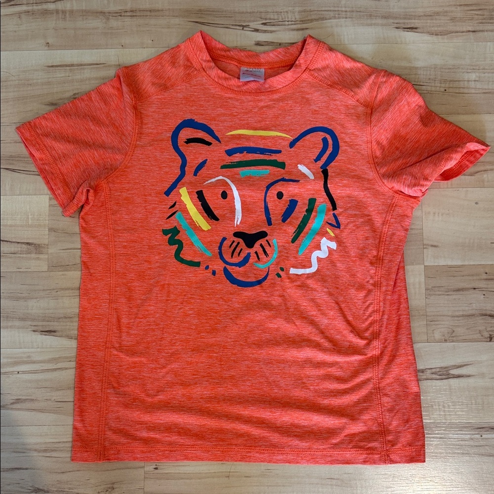 Hanna Andersson Orange Tiger Face Short Sleeve Tee